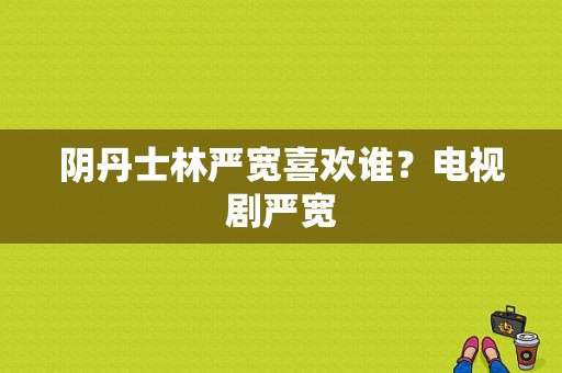 阴丹士林严宽喜欢谁？电视剧严宽