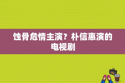 蚀骨危情主演？朴信惠演的电视剧-图1