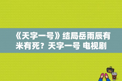 《天字一号》结局岳雨辰有米有死？天字一号 电视剧