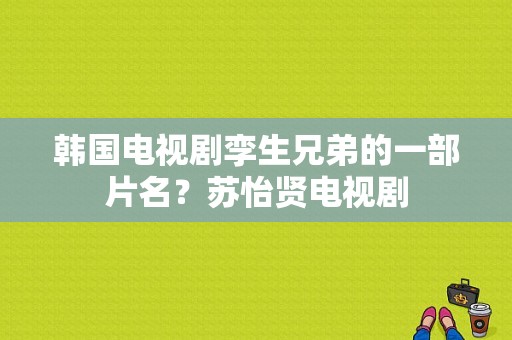 韩国电视剧孪生兄弟的一部片名？苏怡贤电视剧