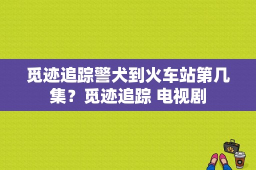 觅迹追踪警犬到火车站第几集？觅迹追踪 电视剧