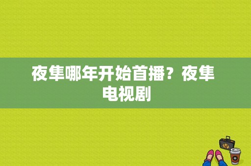 夜隼哪年开始首播？夜隼 电视剧-图1