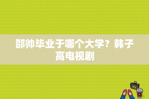 邵帅毕业于哪个大学？韩子高电视剧