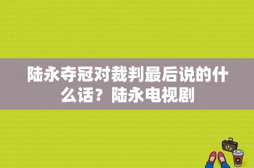 陆永夺冠对裁判最后说的什么话？陆永电视剧-图1