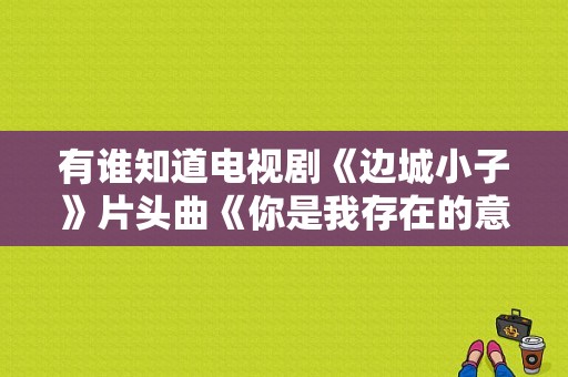 有谁知道电视剧《边城小子》片头曲《你是我存在的意义》这首歌的歌词啊？边城小子 电视剧