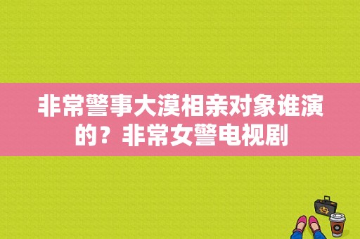 非常警事大漠相亲对象谁演的？非常女警电视剧-图1