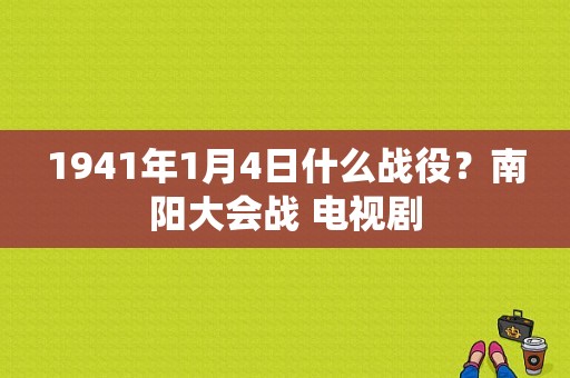 1941年1月4日什么战役？南阳大会战 电视剧