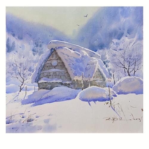 雪景色彩简单（雪景色彩画）