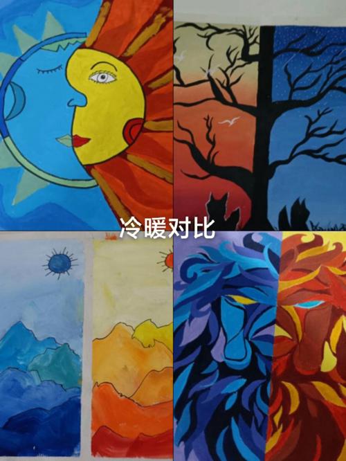 冷暖对比色彩构水粉画（冷暖对比色水粉画作品）-图1